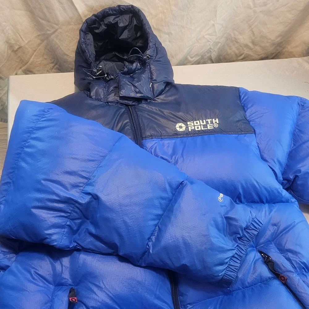 Y2K Vintage South Pole XL Navy /Cobalt Blue Down Winter Puffer Jacket 82628 1084